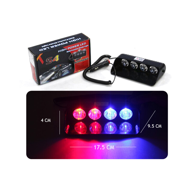 Mavi Kırmızı Vantuzlu Çakar Led Lamba 4 Ledli / LAPA173