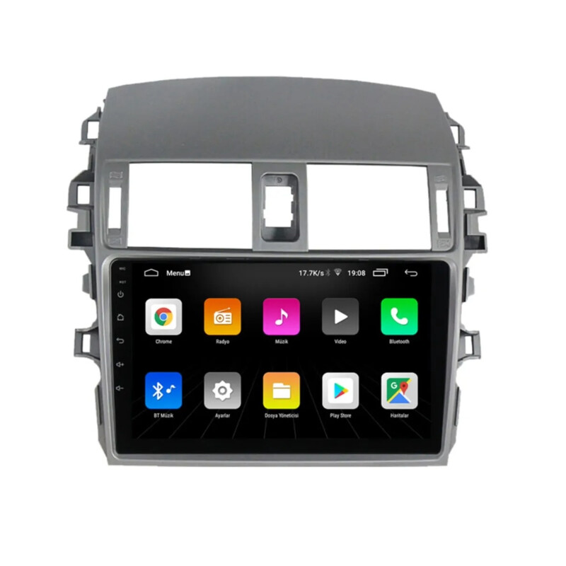Toyota Corolla 2007-2012 9 İnç Multimedya Teyp Teyp (Çerçeveli) Carplay Özellikli Kablo ve Soketleriyle Birlikte