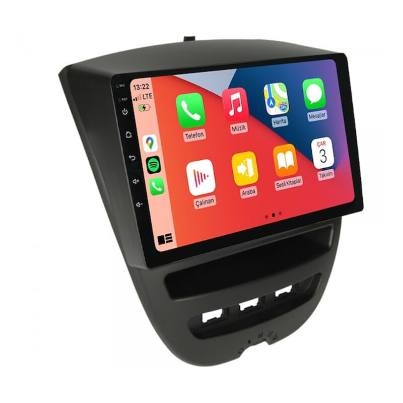 Peugeot 107 2007-2013 10.1 İnç Multimedya Teyp (Çerçeveli) Carplay Özellikli
