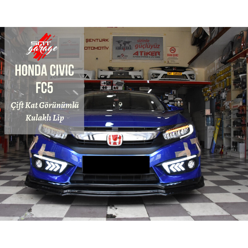 Honda Civic FC5 2016-2021 Çift Katlı Ön Lip Piano Black