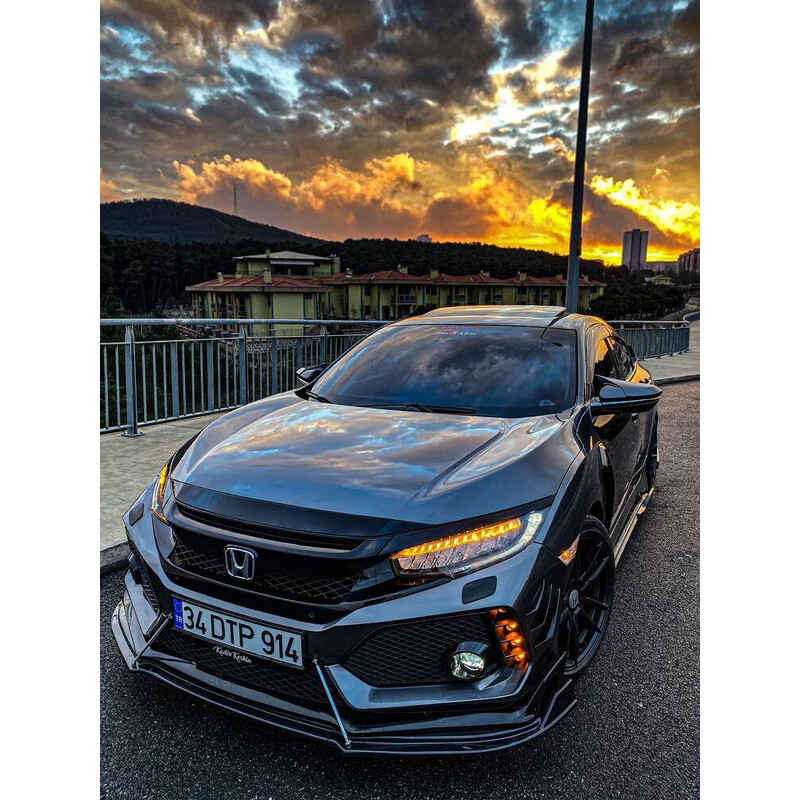 Honda Civic FC5 2016-2021 Çift Katlı Ön Lip Piano Black