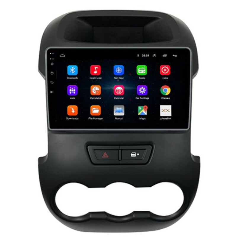 Ford Ranger 2011-2015 9 İnç Manuel Klima Multimedya Teyp Çerçevesi Canbus ve Soketleriyle Birlikte