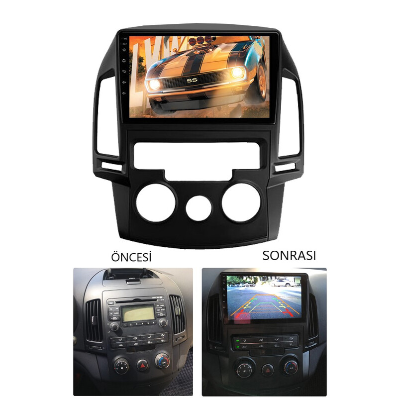 Hyundai İ-30 Manuel Klima 2008-2011 9 İnç Multimedya Teyp (Çerçeveli) Carplay Özellikli