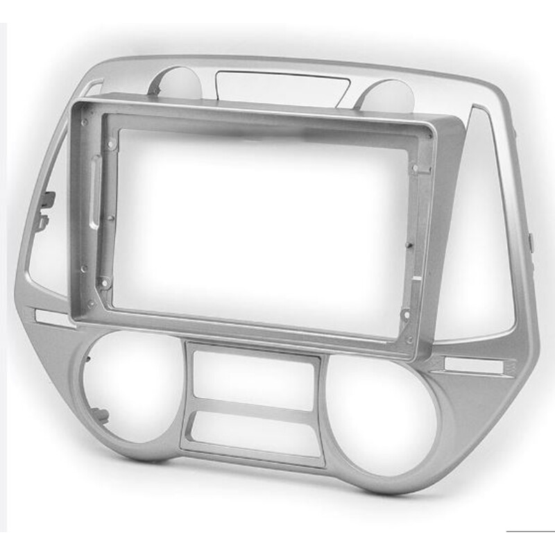 Hyundai İ-20 2009-2012 9 İnç Multimedya Teyp Çerçevesi - Otomatik Klima- Gümüş Renk - Kablo ve Soketleriyle Birlikte
