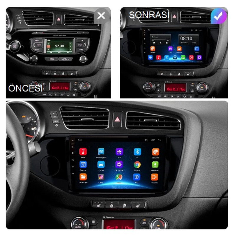 Kia Ceed 2012-2017 9 İnç Multimedya Teyp Çerçevesi Kablo ve Soketleriyle Birlikte