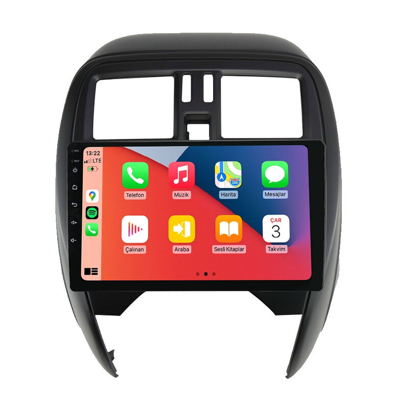 Nissan Micra 2014-2018 9 İnç Multimedya Teyp (Çerçeveli) Carplay Özellikli