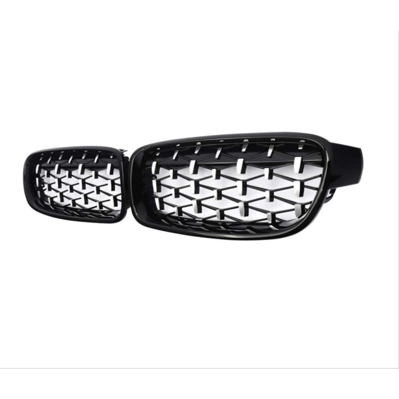 Bmw 3 Serisi F30 2012-2018 İçin Uyumlu Böbrek Diamond Panjur Piano Black