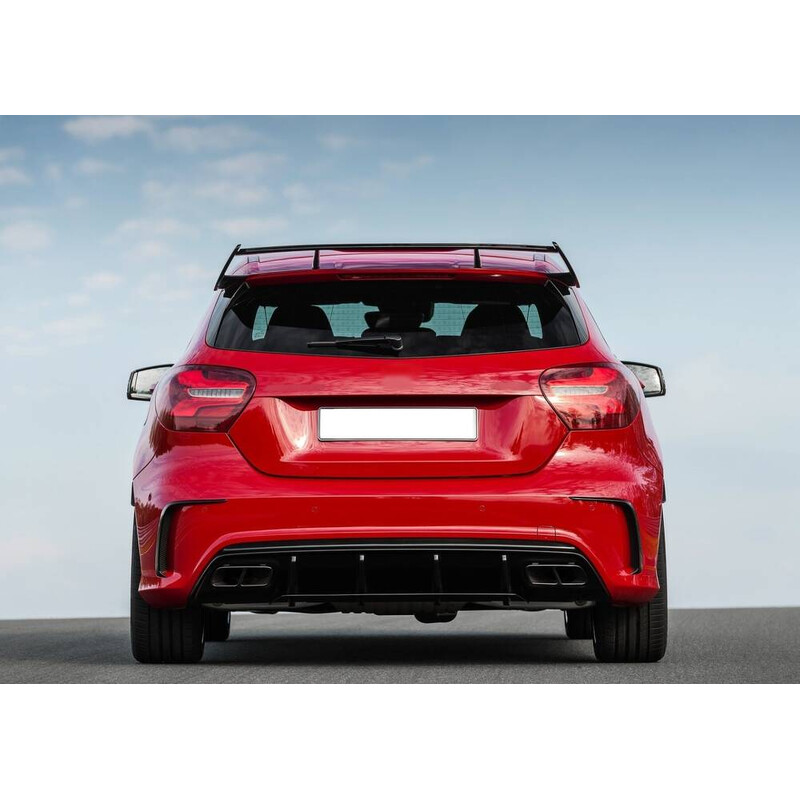 Mercedes W176 16-18 A45 Difüzör & Egzoz Seti (Parlak Siyah) - Siyah Egzoz ile (Amg PAKET İÇİN )