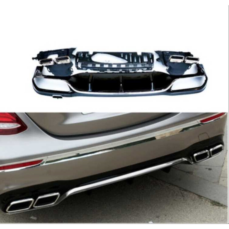 Mercedes W213 E Serisi İçin E63 Silver Difüzör & Egzoz Seti (Normal Sedan) 2017+ & Silver Egzoz ile