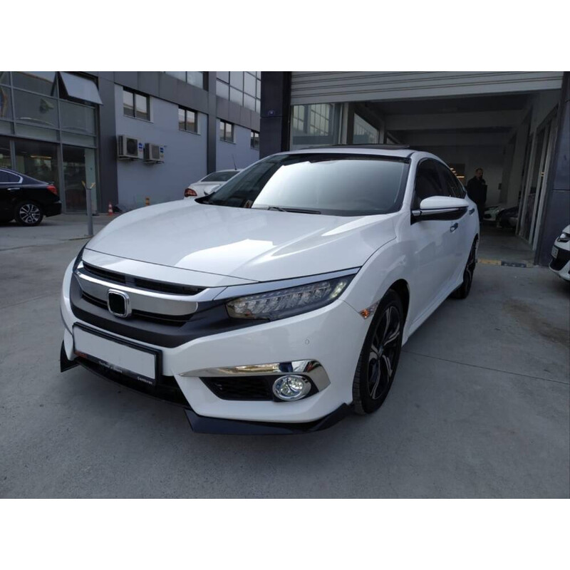 Honda Civic Fc5 2016-2020 İçin Uyumlu Çıkıntılı Ön Flap Piano Black Dizayn B