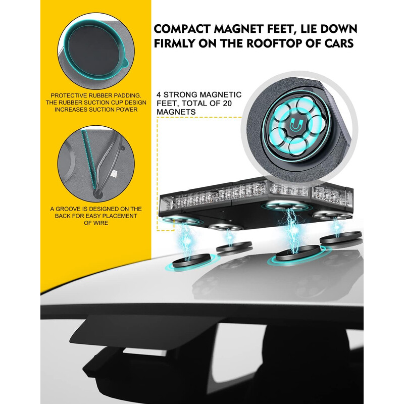 38 Fonksiyonlu Tepe Lambası Kırmızı-Mavi-Beyaz 12-24v / LAIK539