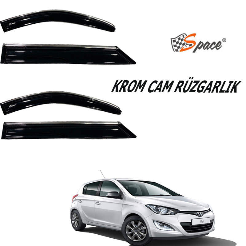 Krom cam rüzgarlığı 1,2mm Hyundai i20 2014 4`lü / CARU437