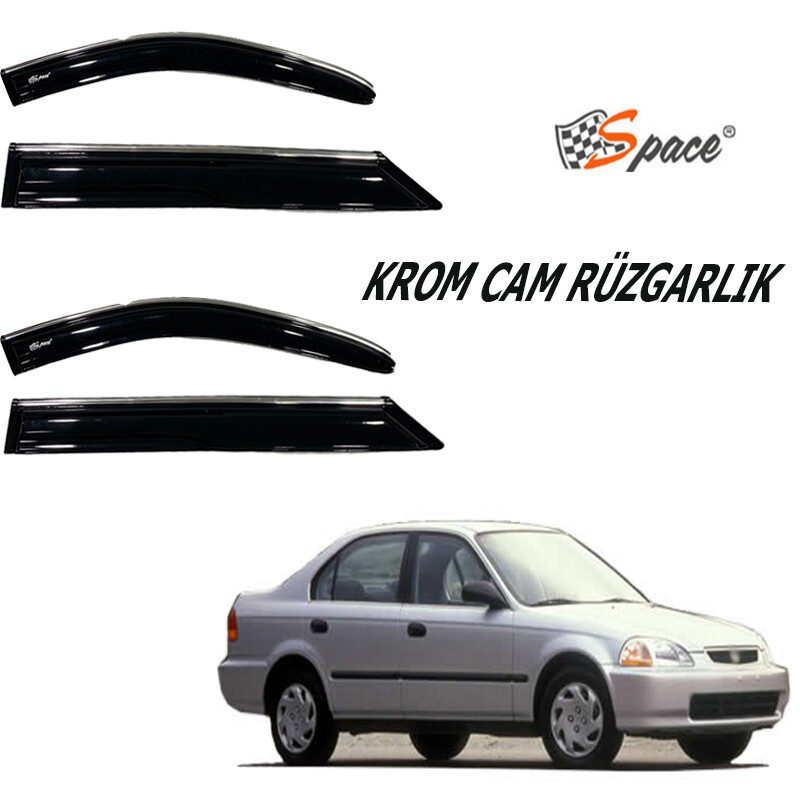 Krom cam rüzgarlığı 1.2mm Honda Civic 1996/2001 4`lü / CARU428