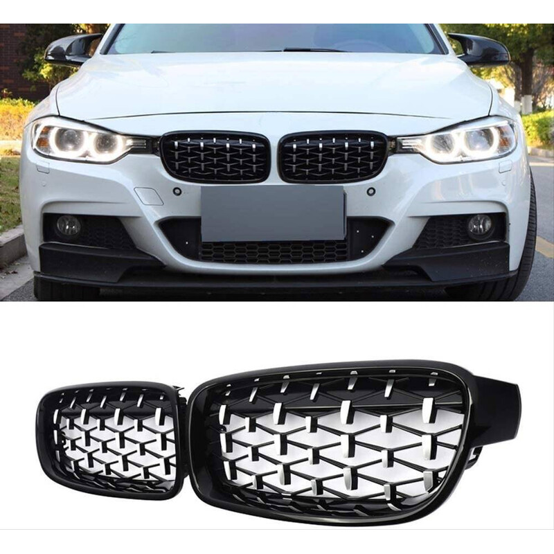 Bmw 3 Serisi F30 2012-2018 İçin Uyumlu Böbrek Diamond Panjur Piano Black