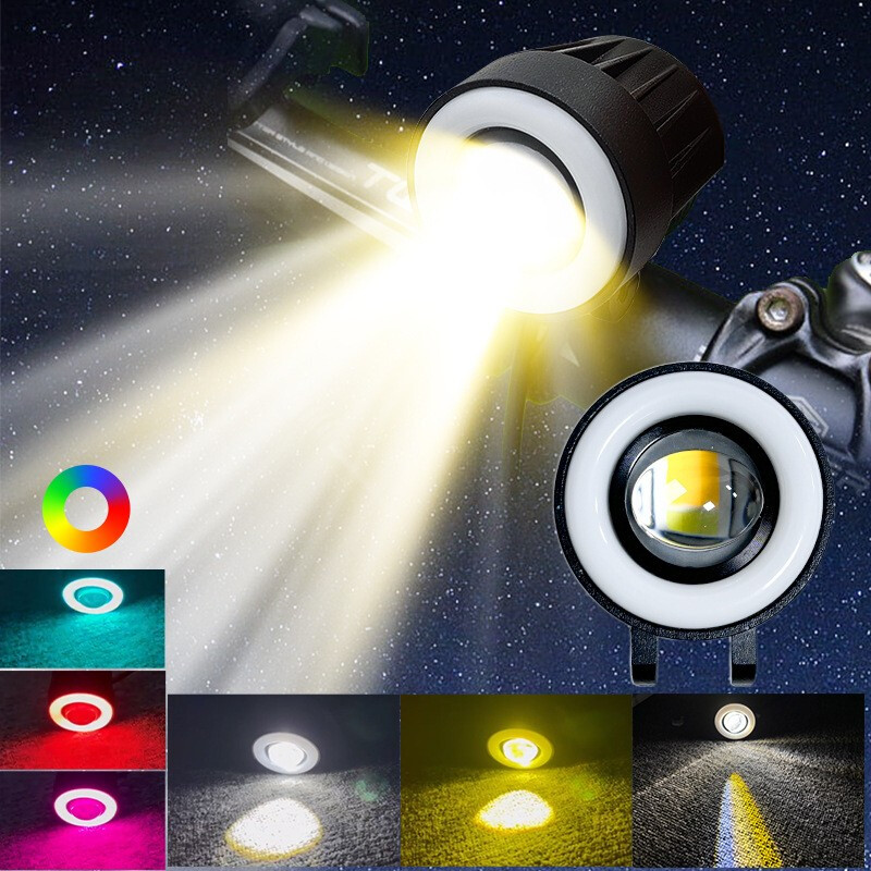 Offroad Sis Lambası Sarı-Beyaz 7 Renk Gündüz Ledli Dönerli Set 12-60V / LASS372