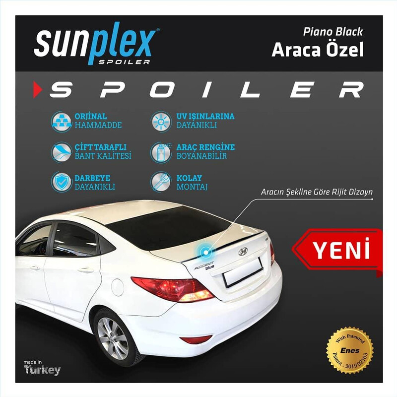 Hyundai Accent Blue 2011-2018 Sunplex Piano Black Spoiler