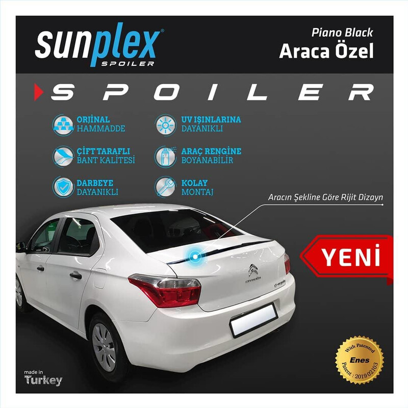 Peugeot 301 2012-2020 Sedan Sunplex Piano Black Spoiler