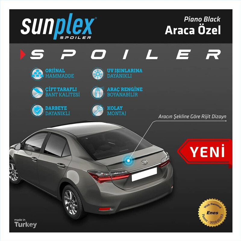 Toyota Corolla 2018-2021 Sedan Sunplex Piano Black Spoiler