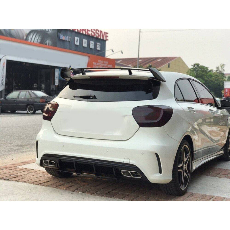 Mercedes W176 16-18 A45 Difüzör & Egzoz Seti (Parlak Siyah) - Silver Egzoz ile (Amg Paket İçin)